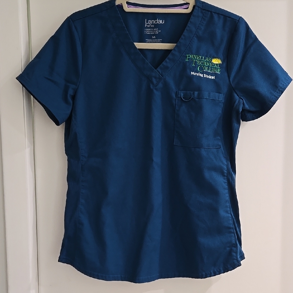 Landau Blue Nursing Scrub Top